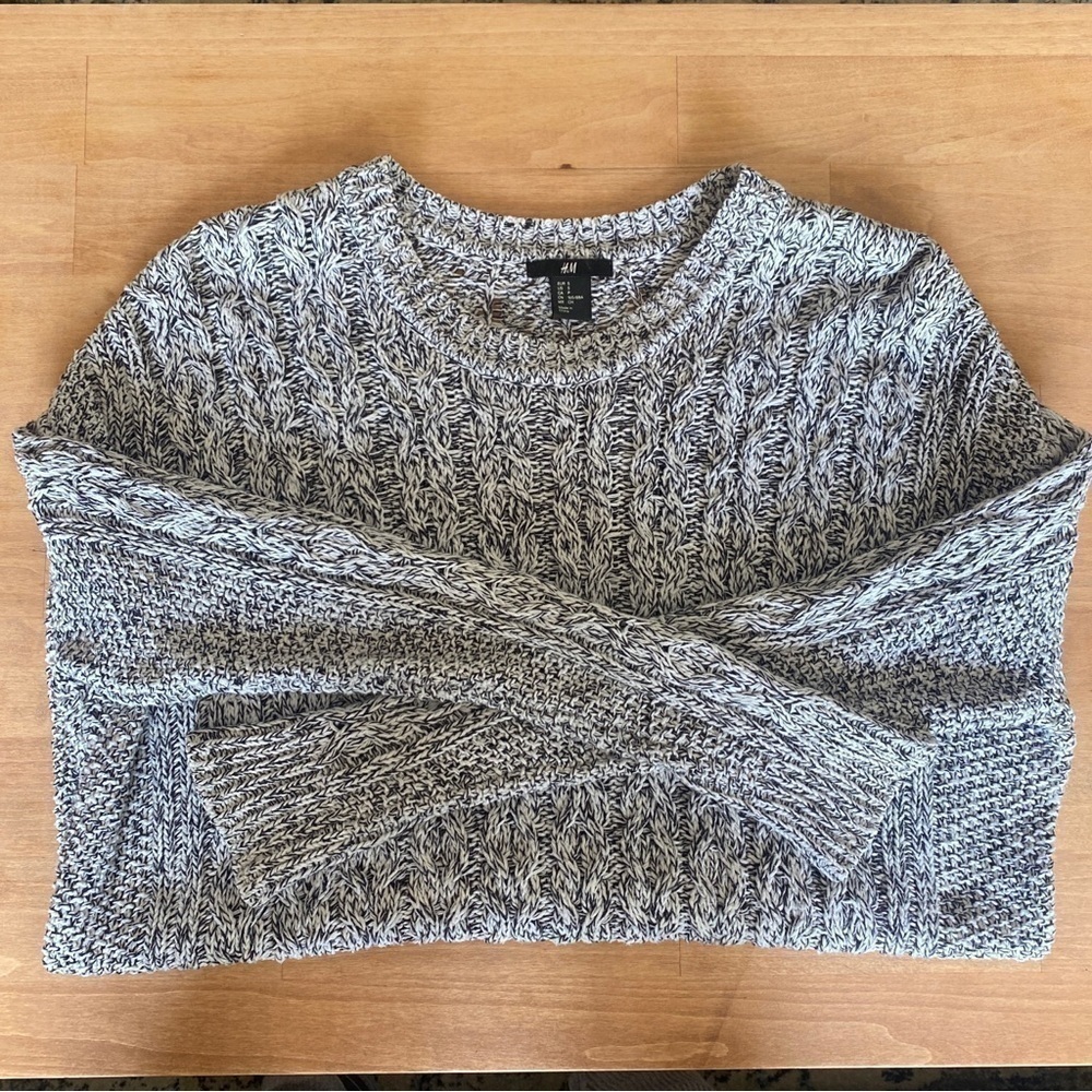 Marled Cable Knit Crewneck Sweater
